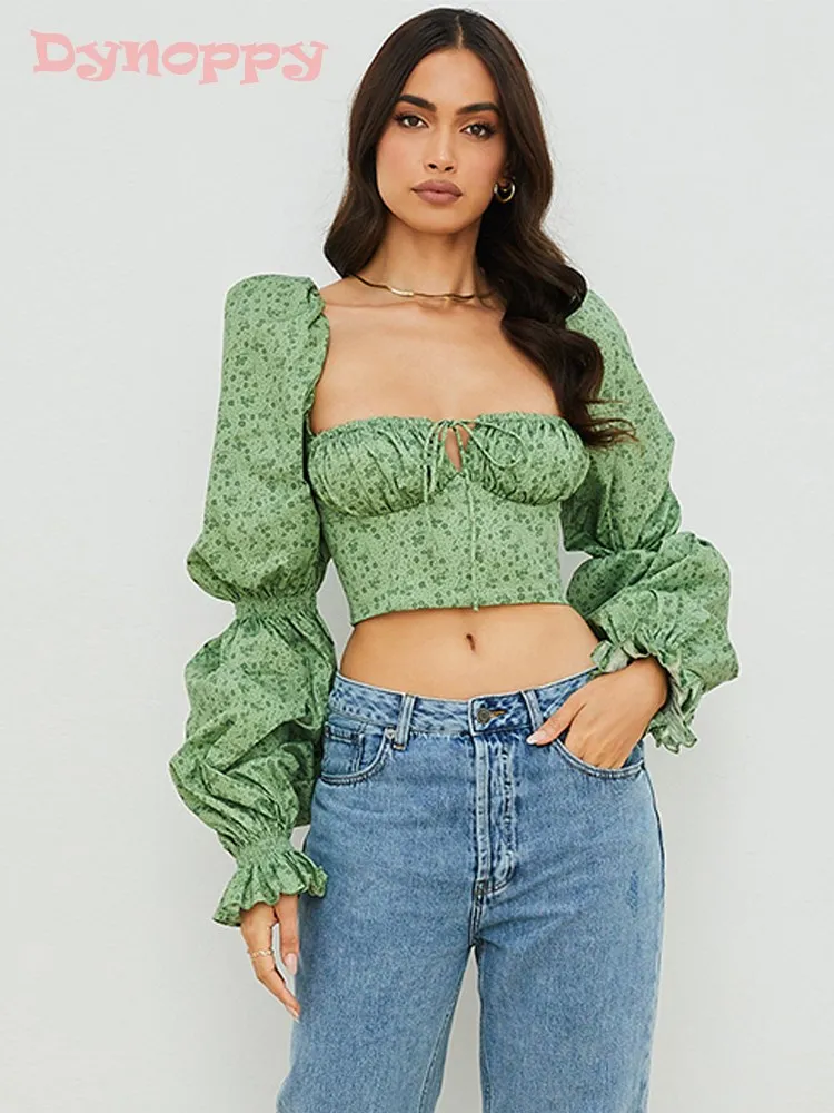 Dynoppy Women Lovely Print Floral Crop Top Vacation Clothing Chic Puff Long Sleeve Drawstring Square Neck Slim Sexy Green Top
Dynoppy Women Lovely Print Floral Crop Top Vacation Clothing Chic Puff Long Sleeve Drawstring Square Neck Slim Sexy Green Top
