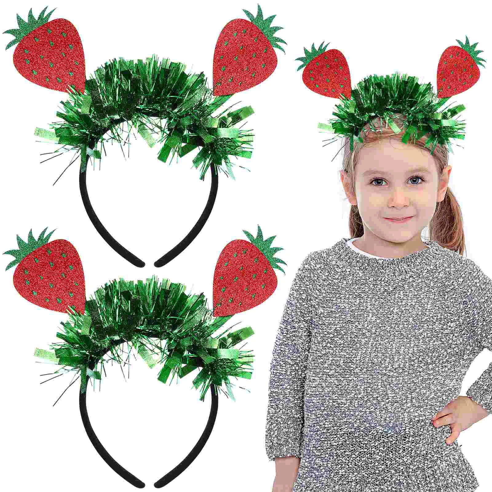 

2 Pcs Strawberry Headband Girl Headbands Hair Hoops Party Spring Greeter Headpieces Headdress Miss