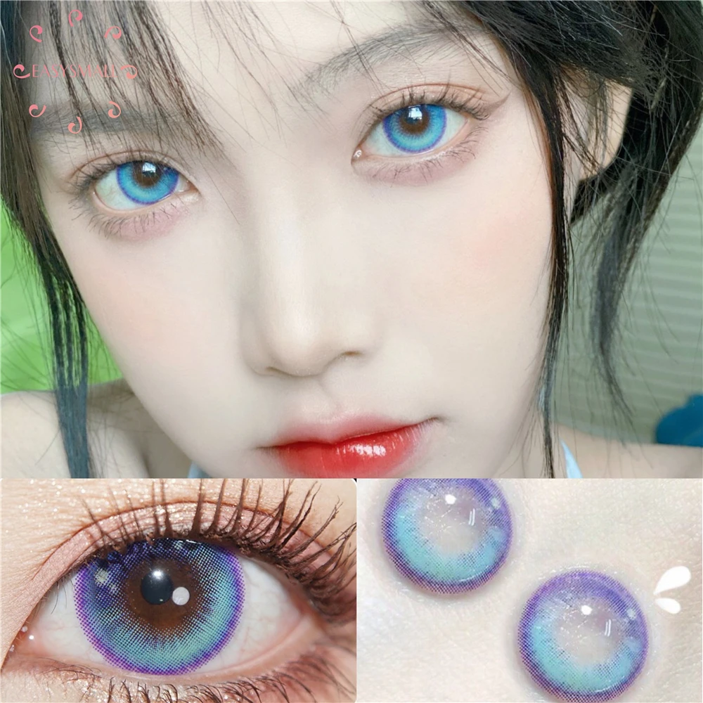

EASYSMALL Tears Blue yearly Colored Contact Lenses for eyes contact lens big Beauty Pupil Degree myopia prescription