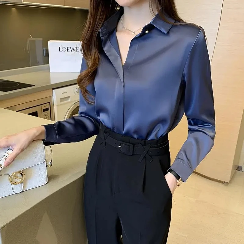 Silk Shirt Womens Long Sleeve Fashion Ladies Blouses Summer 2022 Temperament Satin Female Blouse Basic Tops ON Female Clothing
Silk Shirt Womens Long Sleeve Fashion Ladies Blouses Summer 2022 Temperament Satin Female Blouse Basic Tops ON Female Clothing