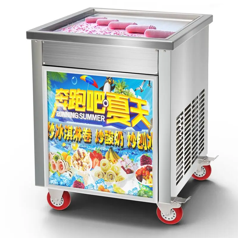 

Коммерческий круговой квадратный одиночный аппарат для мороженого, машина для жарки мороженого, тайский торговый автомат для производства...