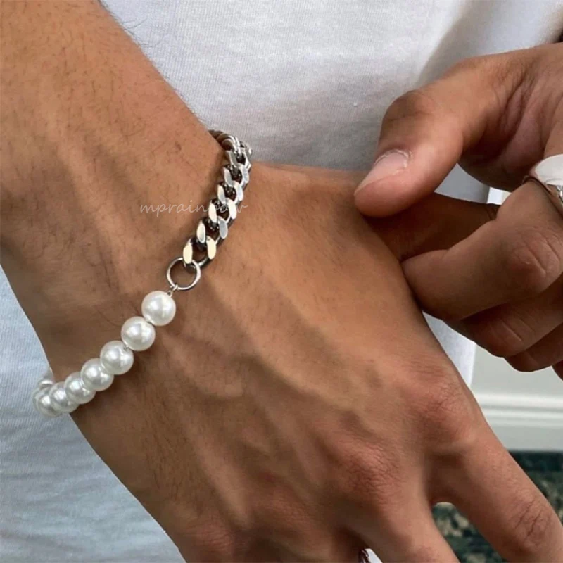 Pearl Bracelet for Men, Modern Pearl Bracelet, Men's Bracelet, Masculine Pearl,Stainless Steel Pearl Jewelry
Pearl Bracelet for Men, Modern Pearl Bracelet, Men's Bracelet, Masculine Pearl,Stainless Steel Pearl Jewelry