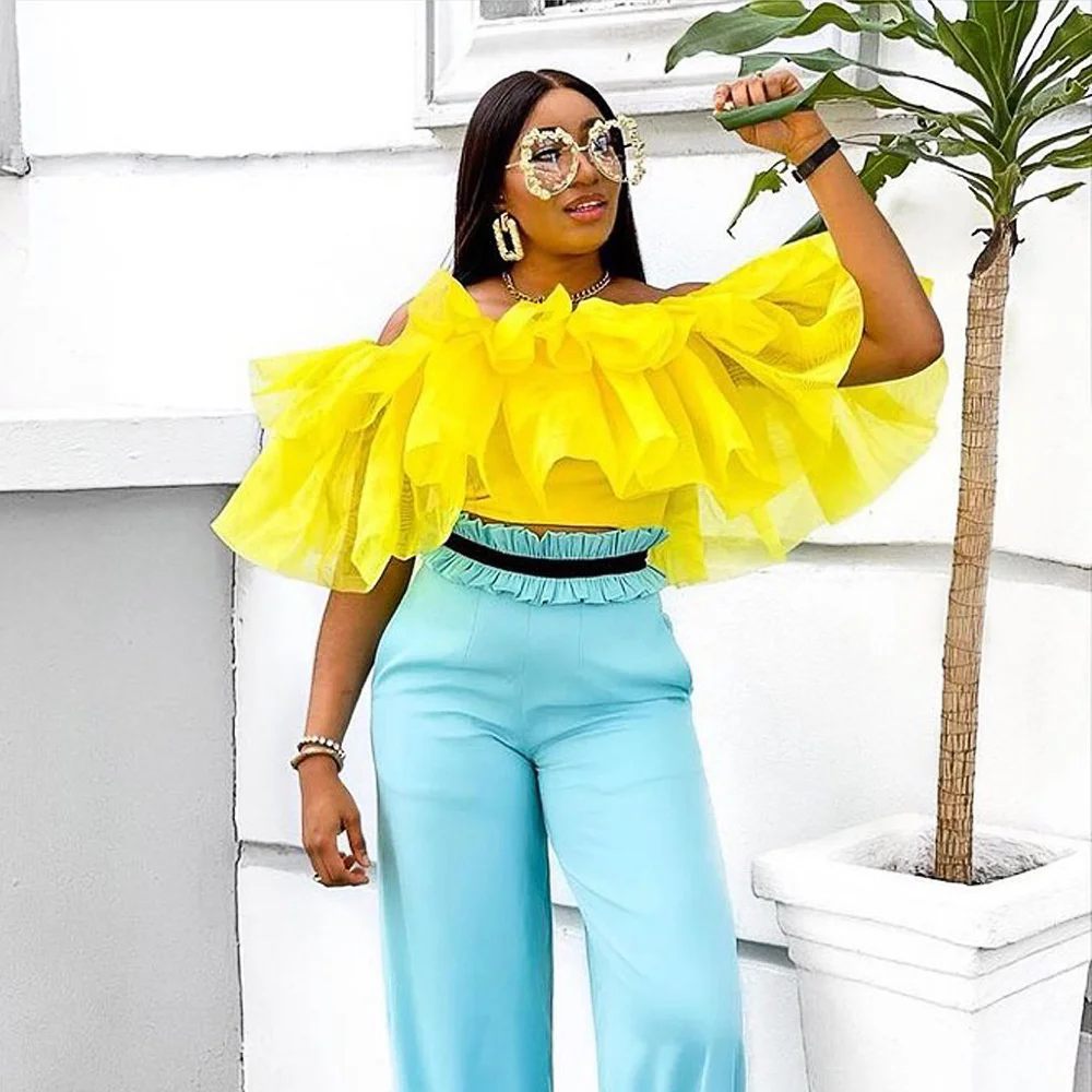 Yellow Summer Tops Women Sexy Off Shoulder Backless Young Ladies Streetwear Chic Fuffle Crop Top Vacation Holiday Blouse Shirt
Yellow Summer Tops Women Sexy Off Shoulder Backless Young Ladies Streetwear Chic Fuffle Crop Top Vacation Holiday Blouse Shirt