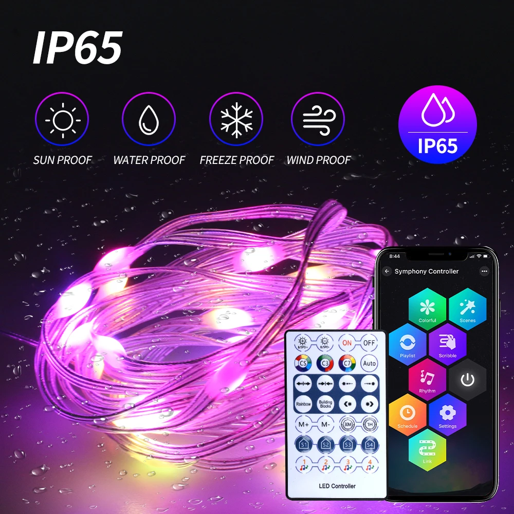 Christmas Tree RGB Lights Smart Bluetooth Control USB LED String Lamp Outdoor App Remote Controlr Holiday Lighting Decoration
Christmas Tree RGB Lights Smart Bluetooth Control USB LED String Lamp Outdoor App Remote Controlr Holiday Lighting Decoration