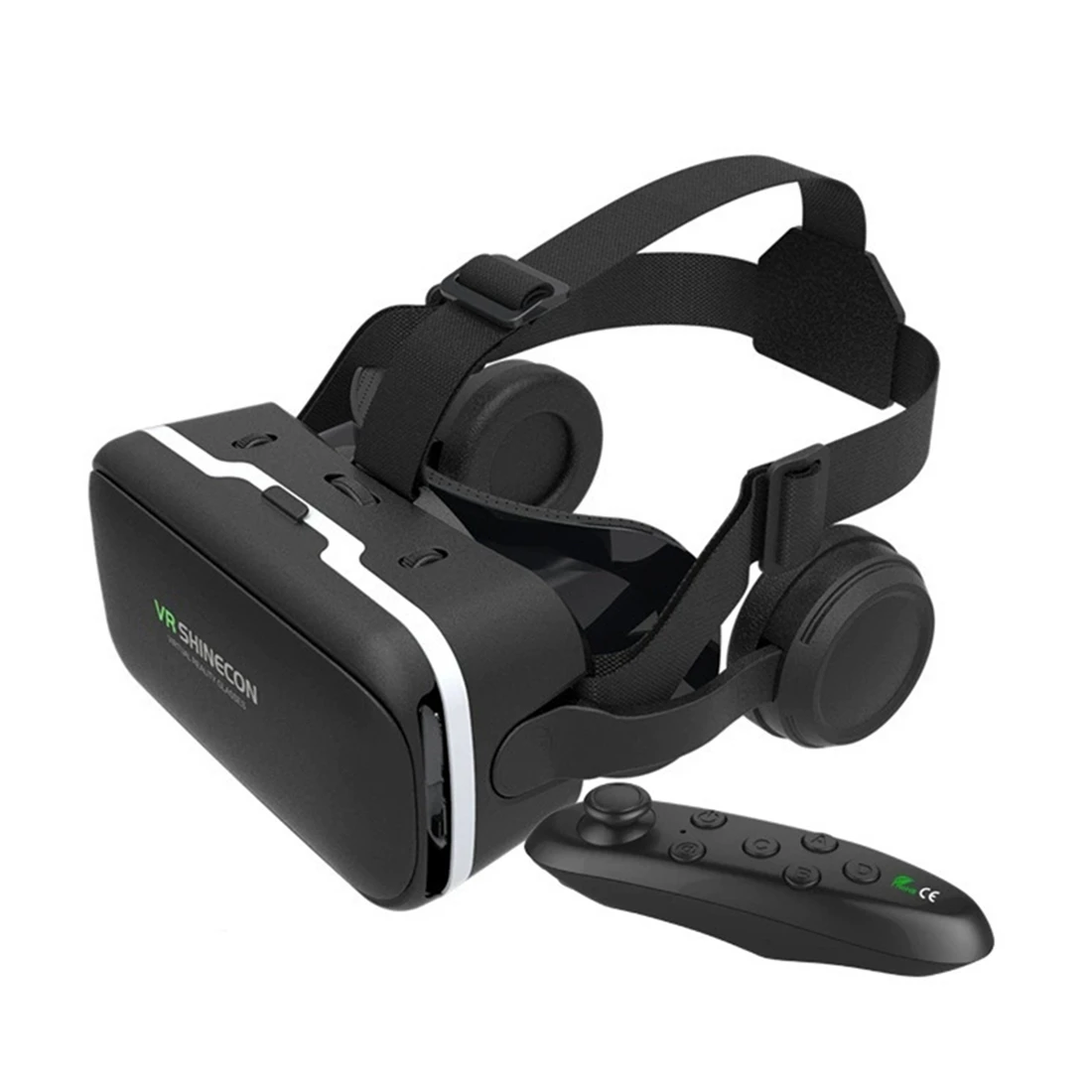 

3D VR очки VR SHINECON G04E, гарнитура с наушниками для 4,7-6,0 дюймовых Android IOS смартфонов (VR + Handle)
