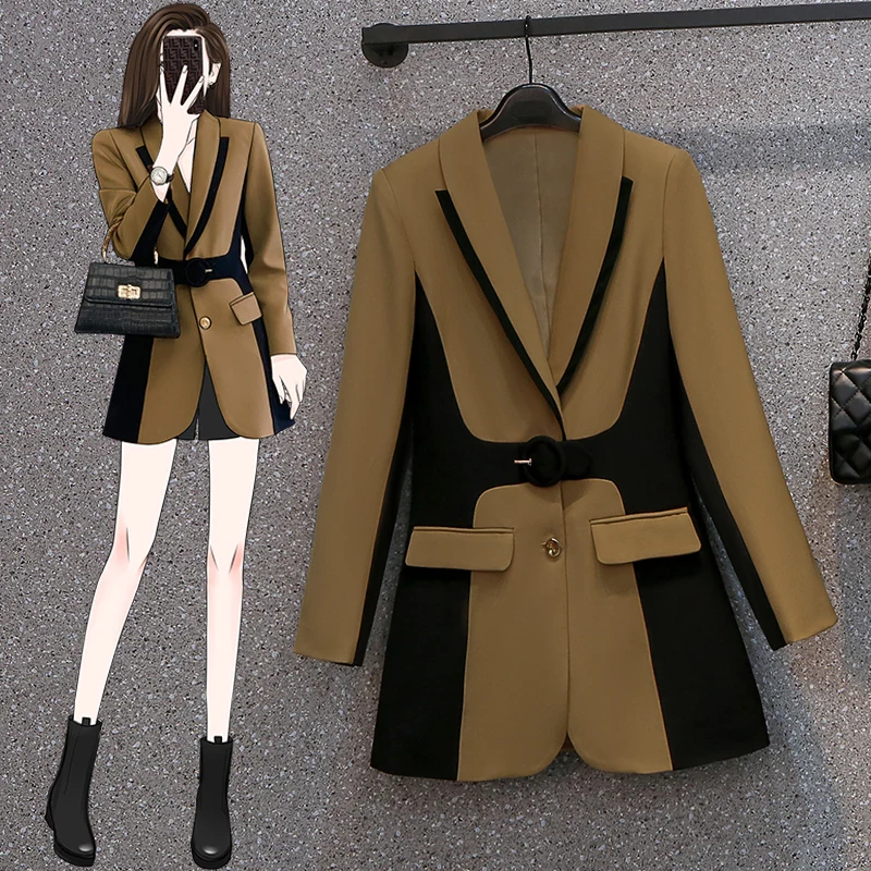 2022 New Spring Autumn Blazer Jacket Female Outerwear Stitching Contrast Color Waist Blazer Women Fashion Slim Professional Suit
2022 New Spring Autumn Blazer Jacket Female Outerwear Stitching Contrast Color Waist Blazer Women Fashion Slim Professional Suit
