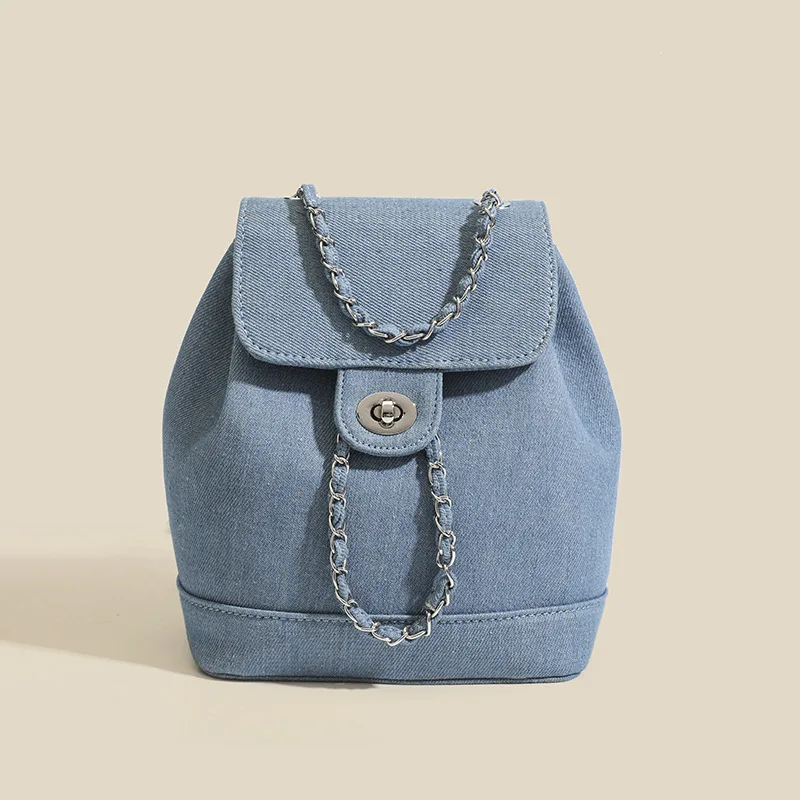 Brand Designer Denim Women's backpack Simple Chain Bucket School Bag Travel Bag
Brand Designer Denim Women's backpack Simple Chain Bucket School Bag Travel Bag