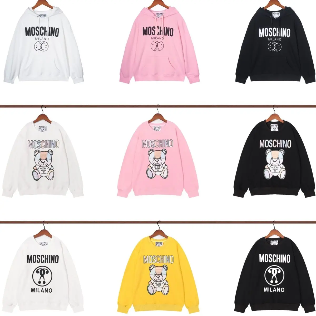 Новый осенне-зимний Оригинальный стандартный свитер Moschino с принтом медведя и круглым вырезом Свободный пуловер для влюбленных
Новый осенне-зимний Оригинальный стандартный свитер Moschino с принтом медведя и круглым вырезом Свободный пуловер для влюбленных