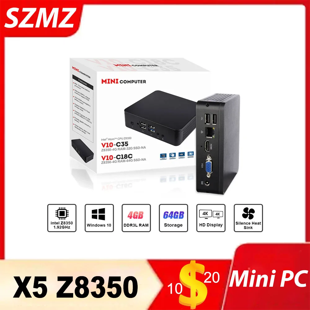 Newest SZMZ X5 Z8350 Mini PC 1.92GHz 4GB RAM 64GB SSD Support 2.5 Inch HDD, VGA&HDMI Dual Output,Windows 10 Linux Copmuter
Newest SZMZ X5 Z8350 Mini PC 1.92GHz 4GB RAM 64GB SSD Support 2.5 Inch HDD, VGA&HDMI Dual Output,Windows 10 Linux Copmuter
