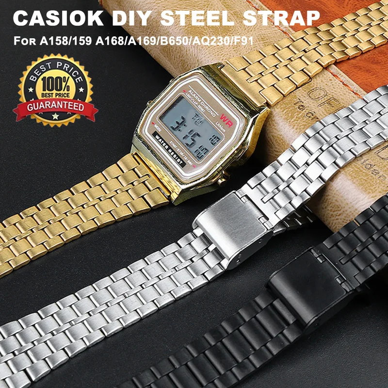Ремешок для часов CASIO G-shock, A158, A159, A168, A169, B650, AQ230, 700, металлический, компактный, квадратный, серебристый, 18 мм
Ремешок для часов CASIO G-shock, A158, A159, A168, A169, B650, AQ230, 700, металлический, компактный, квадратный, серебристый, 18 мм