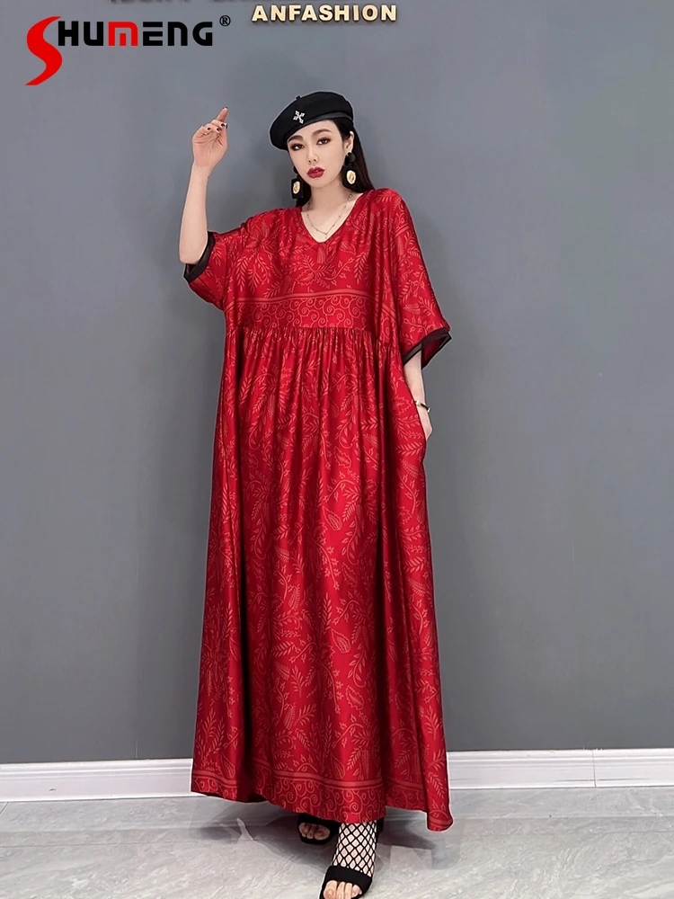 Chinese Style 2022 Summer New Fashion Dress Short Sleeve Loose Casual Print Women's Clothing Elegant V-neck Maxi Dress
Chinese Style 2022 Summer New Fashion Dress Short Sleeve Loose Casual Print Women's Clothing Elegant V-neck Maxi Dress