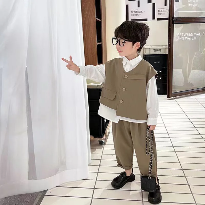 

2 шт./комплект, детский хлопковый костюм из блузки и брюк