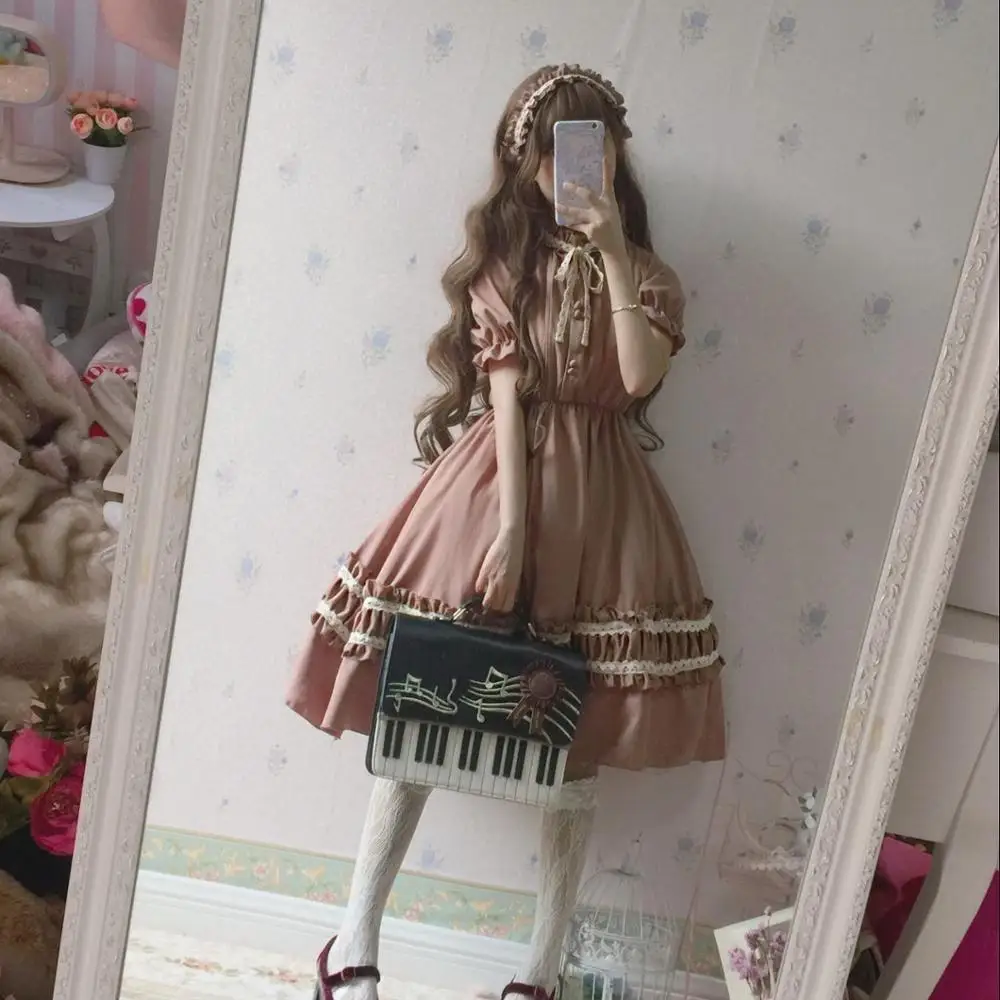 Japanese Sweet Lolita Dress New Goth Medieval Cute Lace-up Tea Party Mid-length Dress Vestidos Princess Vestido De Mujer
Japanese Sweet Lolita Dress New Goth Medieval Cute Lace-up Tea Party Mid-length Dress Vestidos Princess Vestido De Mujer
