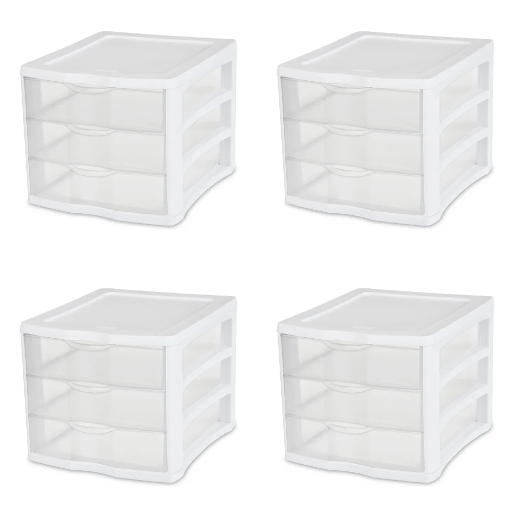 

Пластиковый ящик Sterilite с 3 выдвижными ящиками, белый, набор из 4 коробок для хранения 13,50X11,00X9,62 дюймов, бесплатная доставка