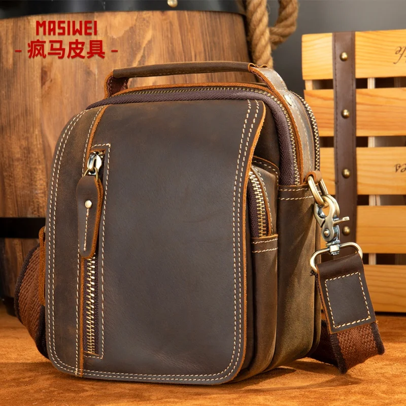 Men's Crazy Horse Leather Belt Bag Genuine Leather Retro Crossbody Bag Top Layer Cowhide Leather Single-Shoulder Bag across Leat
Men's Crazy Horse Leather Belt Bag Genuine Leather Retro Crossbody Bag Top Layer Cowhide Leather Single-Shoulder Bag across Leat
