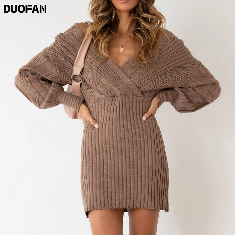 DUOFAN Knitted Dress 2022 Autumn And Winter European and American V-neck Sexy Twist Mid-length Vintage Women's Sweater Hip Skirt
DUOFAN Knitted Dress 2022 Autumn And Winter European and American V-neck Sexy Twist Mid-length Vintage Women's Sweater Hip Skirt