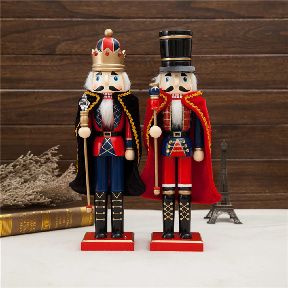 

38CM Nutcracker Soldier Doll Wooden Vintage Handicraft Figurine Puppet Festival Creative Gift Christmas Ornament Home Decoration