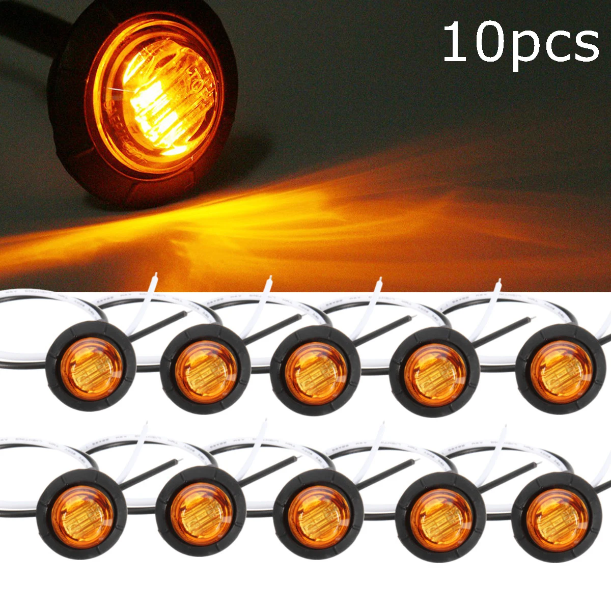 10Pcs Amber Yellow Waterproof LED Light Small Round Side Marker Lights 3 LED Button Lamps Lorry 12V 10Pcs
10Pcs Amber Yellow Waterproof LED Light Small Round Side Marker Lights 3 LED Button Lamps Lorry 12V 10Pcs