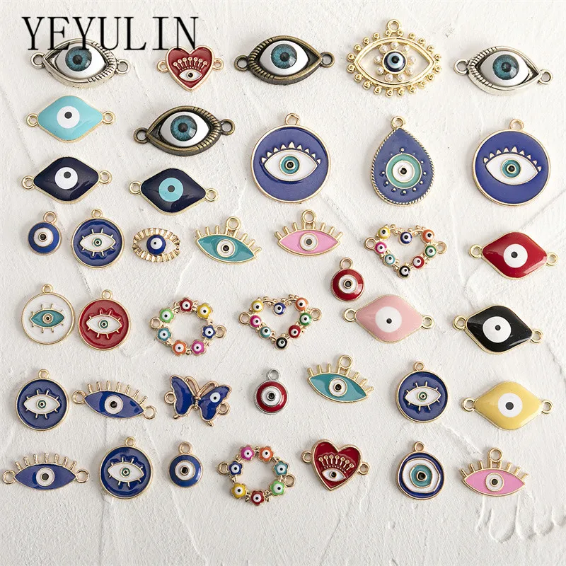 YEYULIN 40pcs/lot Mixed Colorful Enamel Blue Eye Connector Charms Pendant DIY Necklace Bracelet For Jewelry Making Accessories
YEYULIN 40pcs/lot Mixed Colorful Enamel Blue Eye Connector Charms Pendant DIY Necklace Bracelet For Jewelry Making Accessories