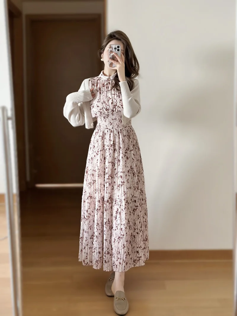 Japanese Style Flying Sleeve Floral Vestidos De Mujer Sweet Pleated Slim Waist Women Dress 2023 Chiffon Polo Neck Robe
Japanese Style Flying Sleeve Floral Vestidos De Mujer Sweet Pleated Slim Waist Women Dress 2023 Chiffon Polo Neck Robe