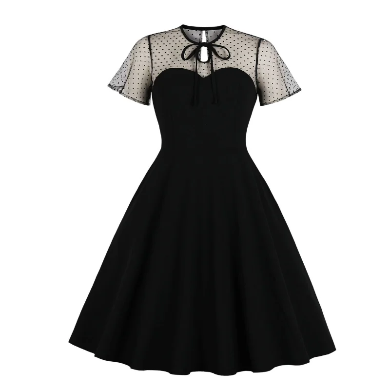 Women's Vintage Mesh Polka Dot 1950s Audrey Retro Rockabilly Prom Midi Shirt Dress 50's 60's A-Line Cocktail Party Swing Dress
Women's Vintage Mesh Polka Dot 1950s Audrey Retro Rockabilly Prom Midi Shirt Dress 50's 60's A-Line Cocktail Party Swing Dress