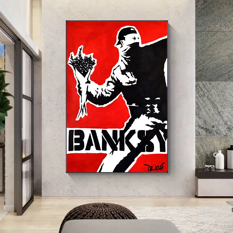 Banksy Graffiti Art Abstract Canvas Painting Posters and Prints "Flower Thrower" Wall art Canvas Art Home Decor
Banksy Graffiti Art Abstract Canvas Painting Posters and Prints "Flower Thrower" Wall art Canvas Art Home Decor