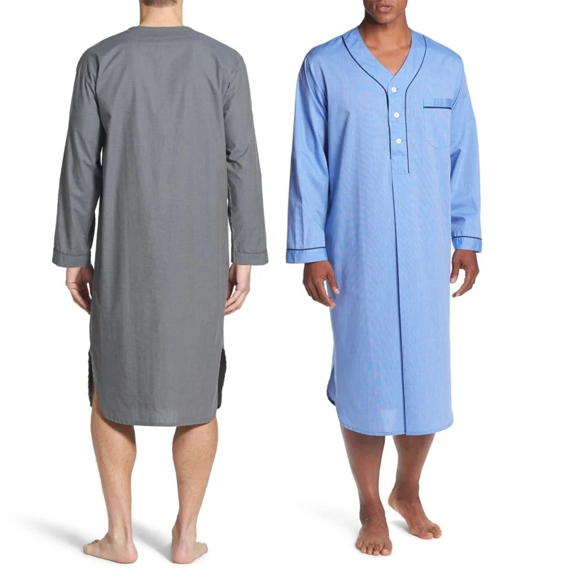 Men's Long Sleeve Pajamas Muslim Sleep Robes w/ Pocket Loose Premium Nightgown Solid Color V Neck Homewear Men Bathrobes T8NB
Men's Long Sleeve Pajamas Muslim Sleep Robes w/ Pocket Loose Premium Nightgown Solid Color V Neck Homewear Men Bathrobes T8NB