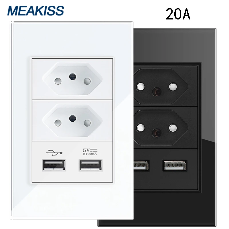 20A Brazil USB socket 2.1A fast charging Glass panel AC 110V-240V Home electrical power plug Wall socket
20A Brazil USB socket 2.1A fast charging Glass panel AC 110V-240V Home electrical power plug Wall socket