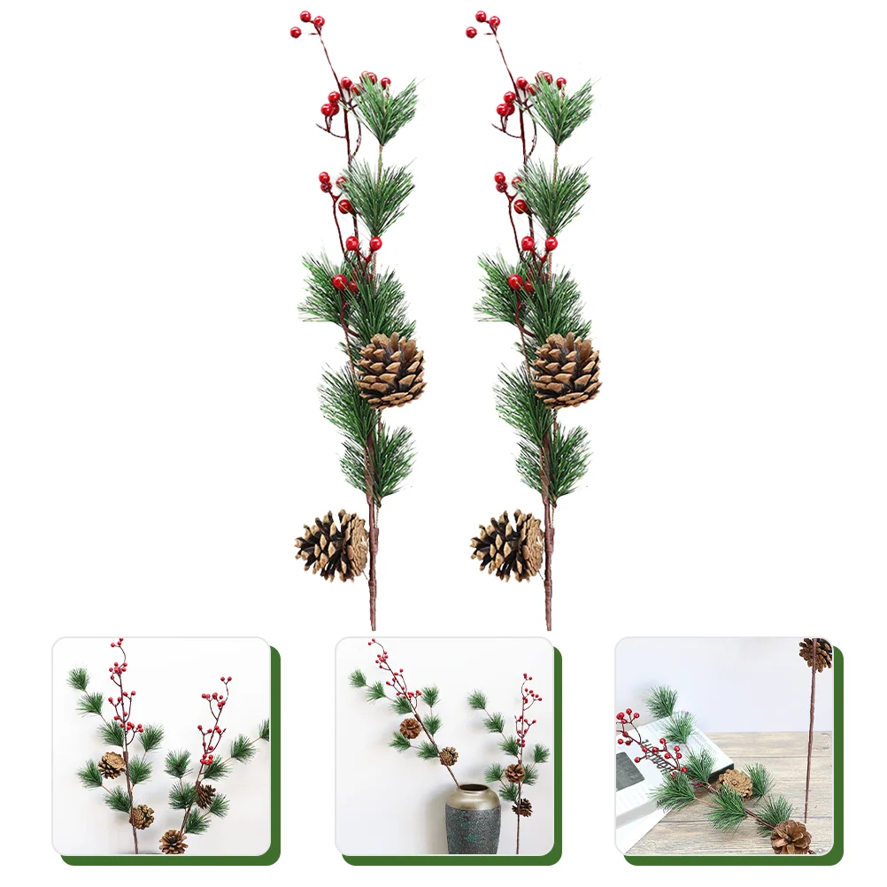 

Picks Berry Christmas Fake Pine Artificial Cone Stems Branch Tree Floral Red Wreath Centerpieces Stem Table Xmas Holly Chriatmas