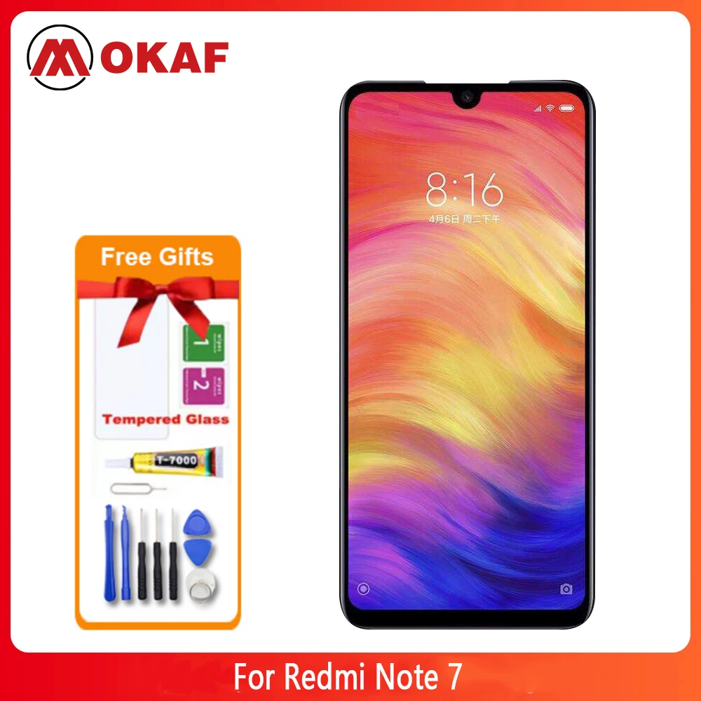 OKANFU New Original 6.3 inch LCD for Xiaomi Redmi Note 7 Screen Display Touch Screen With Frame Digitizer Assembly Replacement
OKANFU New Original 6.3 inch LCD for Xiaomi Redmi Note 7 Screen Display Touch Screen With Frame Digitizer Assembly Replacement