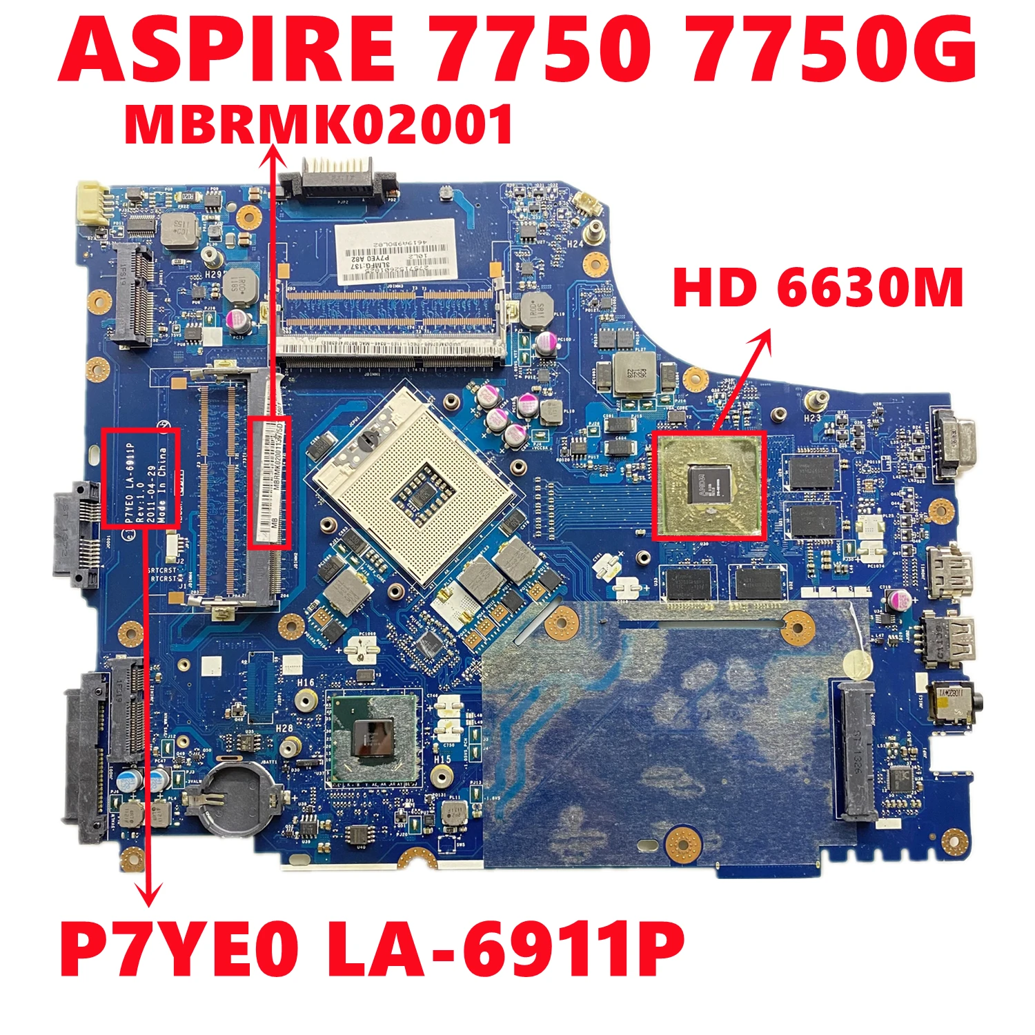 Материнская плата MBRMK02001 MB.RMK02.001 для ноутбука Acer ASPIRE 7750 7750G системная P7YE0 с 216-0810005 DDR3
