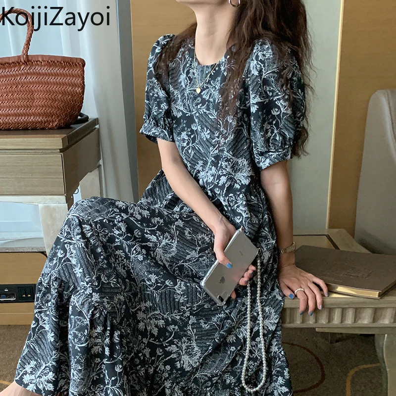 Koijizayoi Summer Women Retro Maxi Dress Round Neck Loose Casual Short-sleeved Ruffle Dresses Female Chic Korean Vestidos 2022
Koijizayoi Summer Women Retro Maxi Dress Round Neck Loose Casual Short-sleeved Ruffle Dresses Female Chic Korean Vestidos 2022