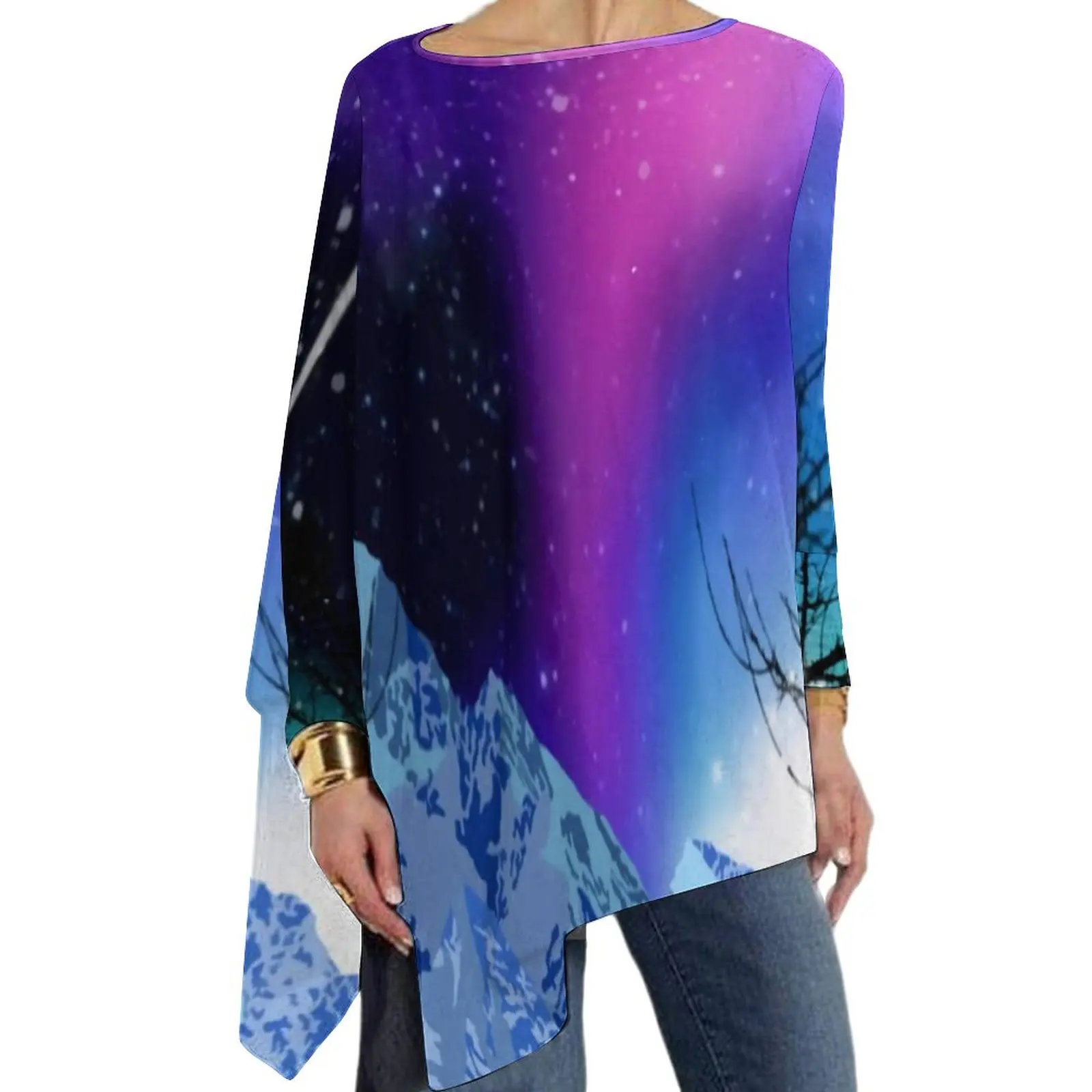 Galaxy Mountains T Shirts Winter Wonderlights Modern T Shirt Ladies Long Sleeve O Neck Casual Tops Oversized Graphic Clothing 
Galaxy Mountains T Shirts Winter Wonderlights Modern T Shirt Ladies Long Sleeve O Neck Casual Tops Oversized Graphic Clothing