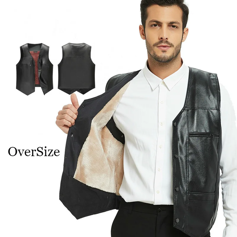 Autumn Winter Velvet Fabric Thick Black Leather Vest Men V Neck Motorcycle Top Warm Sleeveless Faux Leather Jacket Waistcoat
Autumn Winter Velvet Fabric Thick Black Leather Vest Men V Neck Motorcycle Top Warm Sleeveless Faux Leather Jacket Waistcoat