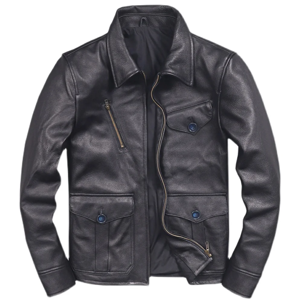 Мужская куртка-бомбер из натуральной воловьей кожи, размеры до 4XL 
Мужская куртка-бомбер из натуральной воловьей кожи, размеры до 4XL