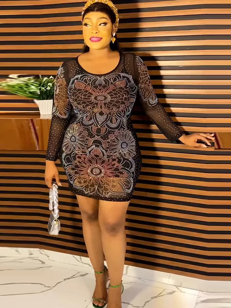 Club Night Party Sexy Mini Dresses African Women 3XL 4XL Long Sleeve Robe Ankara Dashiki Diamond Bodycon Dress Birthday Clothes
Club Night Party Sexy Mini Dresses African Women 3XL 4XL Long Sleeve Robe Ankara Dashiki Diamond Bodycon Dress Birthday Clothes