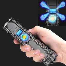 2000LM Flashlight Ultra Powerful Rechargable Tactical LED P90 Flashlight Power Bank Torch Light Zoom 2000M Long Range Outdoor