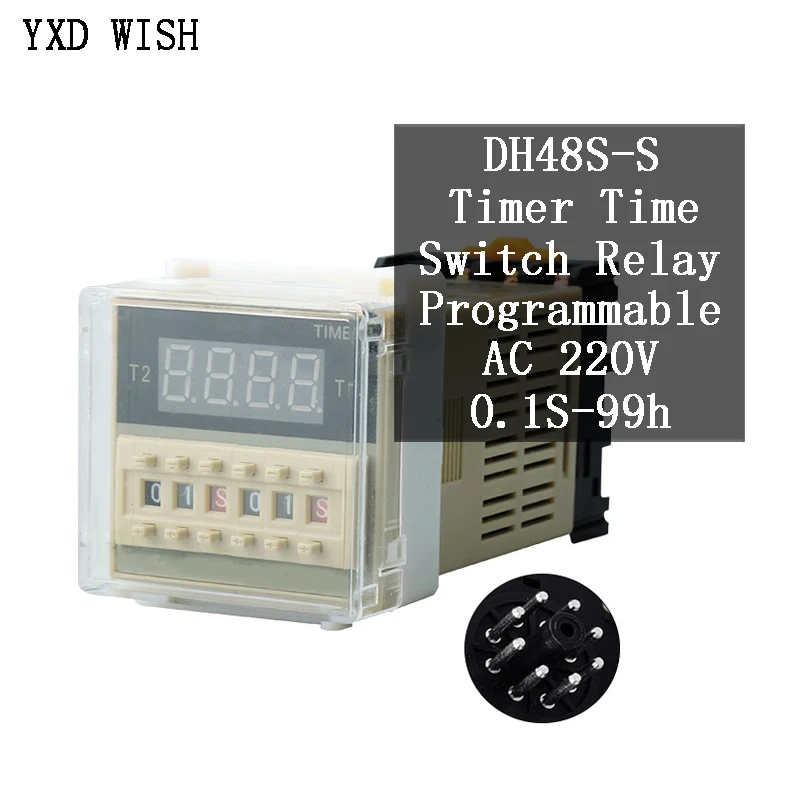 DH48S-S Timer Relay Digital LED Programmable Timer Relay Switch 0.1S-99H Socket Base AC 220V Timer Relay Repeat Cycle Timer
DH48S-S Timer Relay Digital LED Programmable Timer Relay Switch 0.1S-99H Socket Base AC 220V Timer Relay Repeat Cycle Timer