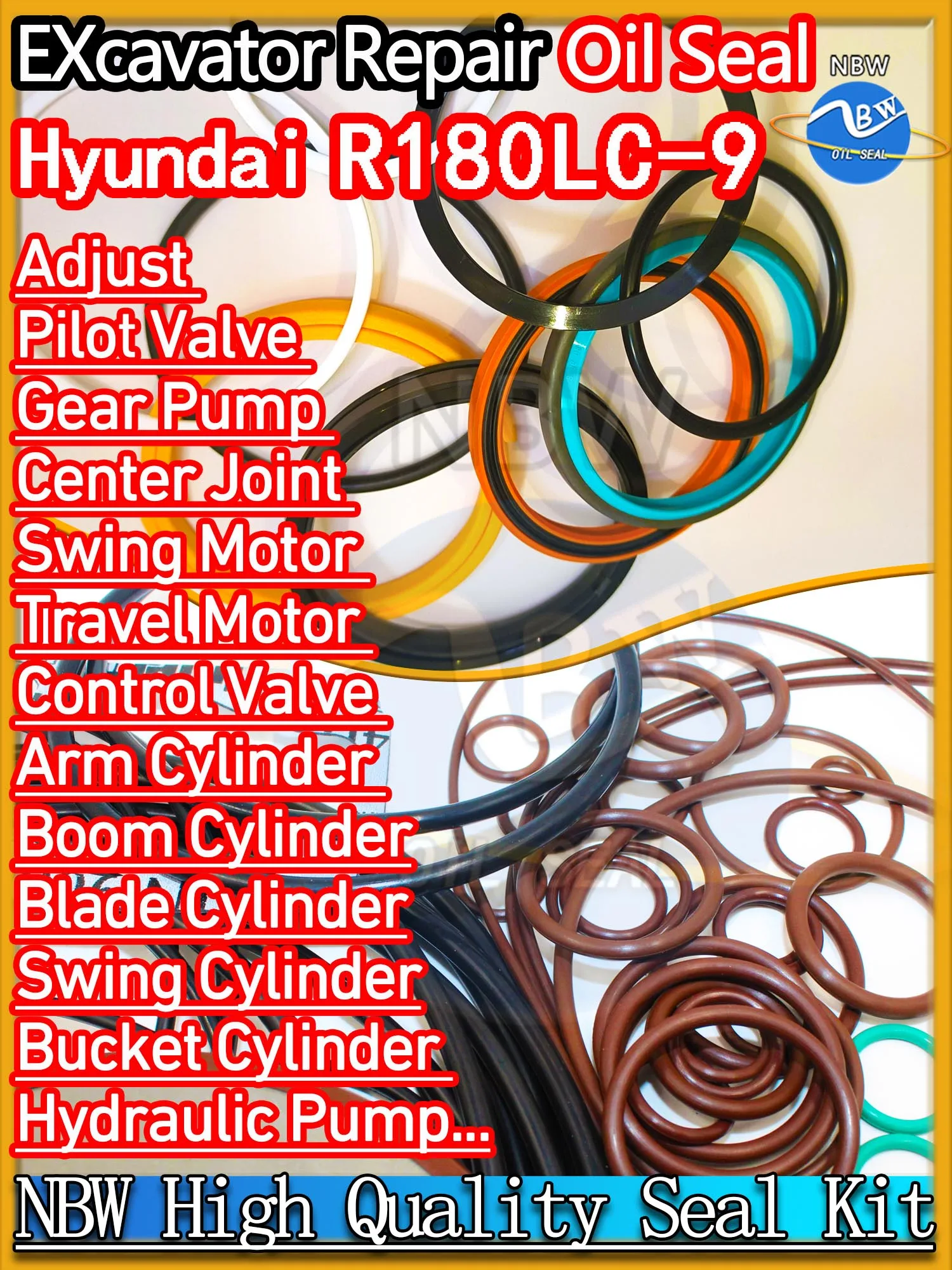 For Hyundai R180LC-9 Excavator Oil Seal Kit High Quality Repair R180LC 9 Bushing Control Pilot Valve Blade TRAVEL Joystick BOOM
For Hyundai R180LC-9 Excavator Oil Seal Kit High Quality Repair R180LC 9 Bushing Control Pilot Valve Blade TRAVEL Joystick BOOM