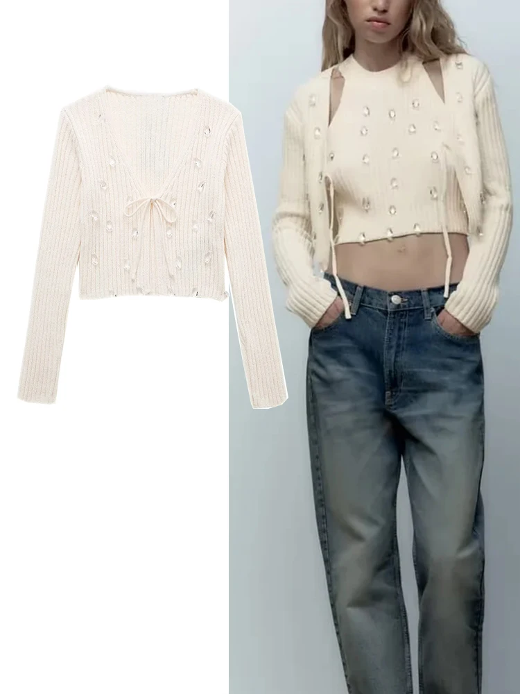 TRAF 2022 Woman Fashion With Bow Solid Lace Up Cropped Cardigan Sweater Vintage Long Sleeve Slim Chic Causal Tops
TRAF 2022 Woman Fashion With Bow Solid Lace Up Cropped Cardigan Sweater Vintage Long Sleeve Slim Chic Causal Tops