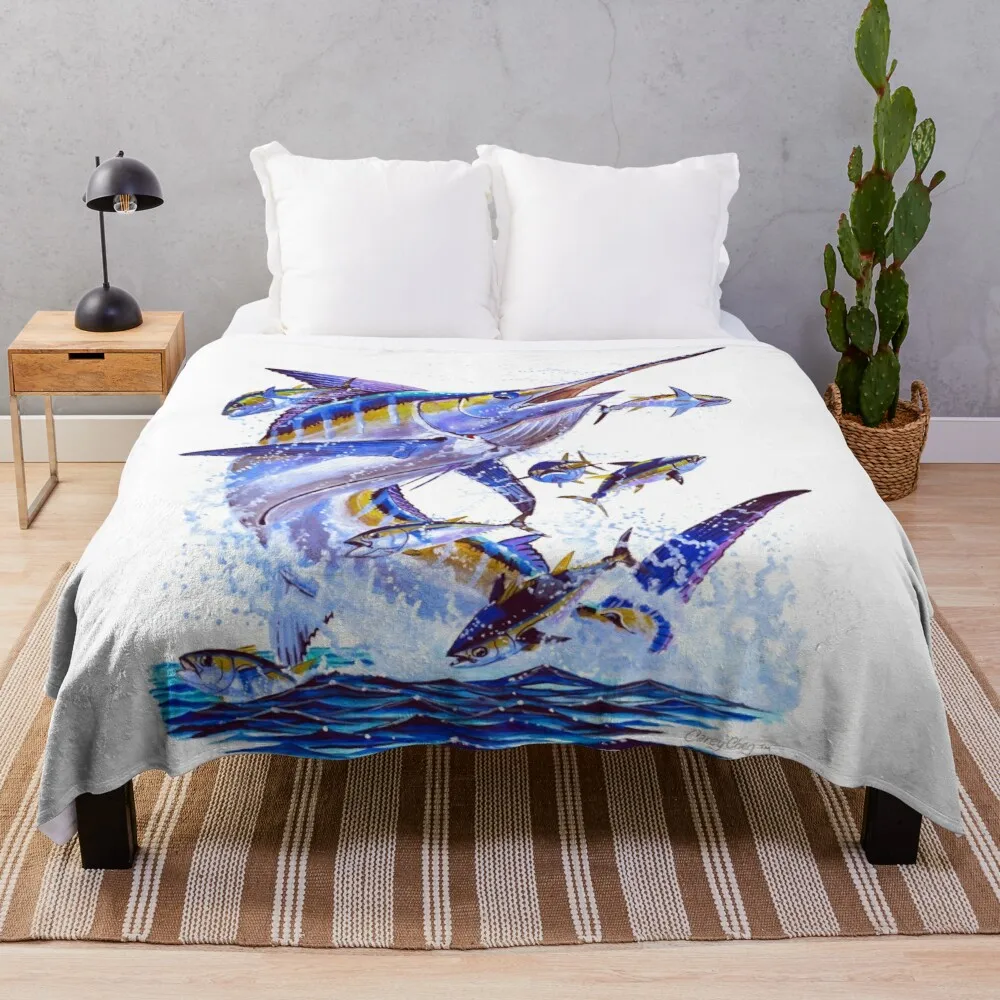 

Синий Марлин и tunas, плед, одеяло для дивана, летнее хлопковое меховое одеяло