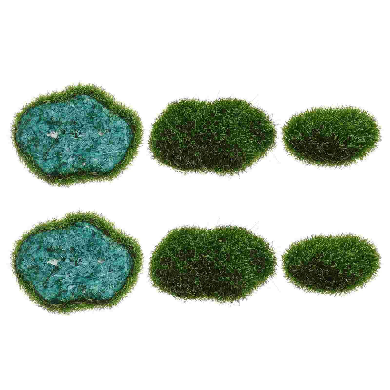 

6pcs Mossy Stone Artificial Moss Rocks Decorative Green Moss Covered Stones Moss for DIY Floral Arrangements Green