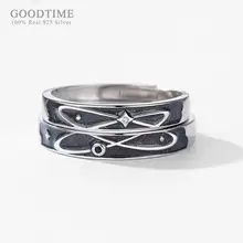 Fashion Couple Ring Pure 100% 925 Sterling Silver Jewelry Lovers Woman Man Star Epoxy Black Ring Valentines Gift For Party