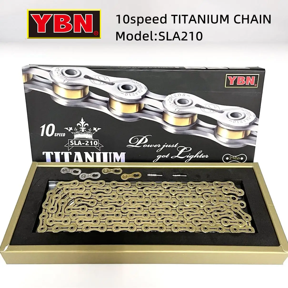 YBN 10 Speed Full Hollow Titanium Chain SLA210 Ni-PTFE Coating MTB Road Bike Chain Suitable for SRAM/Campanolo System Bike Parts
YBN 10 Speed Full Hollow Titanium Chain SLA210 Ni-PTFE Coating MTB Road Bike Chain Suitable for SRAM/Campanolo System Bike Parts