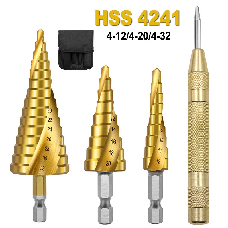 Step Drill Bit Set And Pen Locator For Metalworking 1/4 Hex Shank Spiral Groove HSS Metal Stage Drill Woodworking Carpentry Tool
Step Drill Bit Set And Pen Locator For Metalworking 1/4 Hex Shank Spiral Groove HSS Metal Stage Drill Woodworking Carpentry Tool