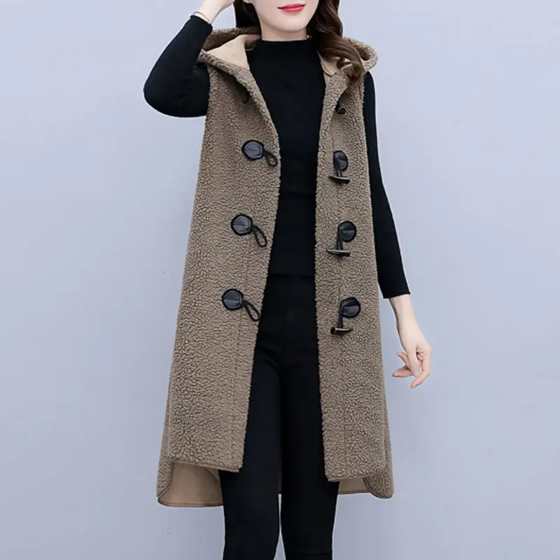 Autumn Women Warm Fur Fleece Coat Jacket Female Lamb Wool Sleeveless Thickened Lapel Female Outerwear Hooded Waistcoat Vests G59
Autumn Women Warm Fur Fleece Coat Jacket Female Lamb Wool Sleeveless Thickened Lapel Female Outerwear Hooded Waistcoat Vests G59