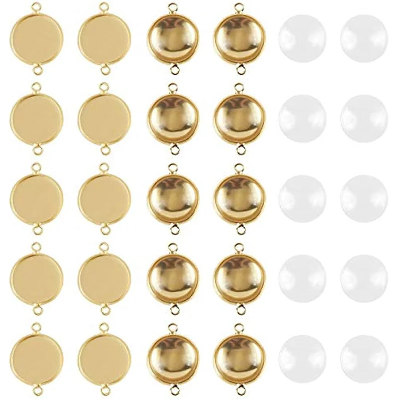 30 Sets 14mm Round Cabochon Tray Connector, 30 Pcs Bezel Pendant Trays Setting and 30 Pcs Glass Cabochon for DIY Jewelry Making
30 Sets 14mm Round Cabochon Tray Connector, 30 Pcs Bezel Pendant Trays Setting and 30 Pcs Glass Cabochon for DIY Jewelry Making