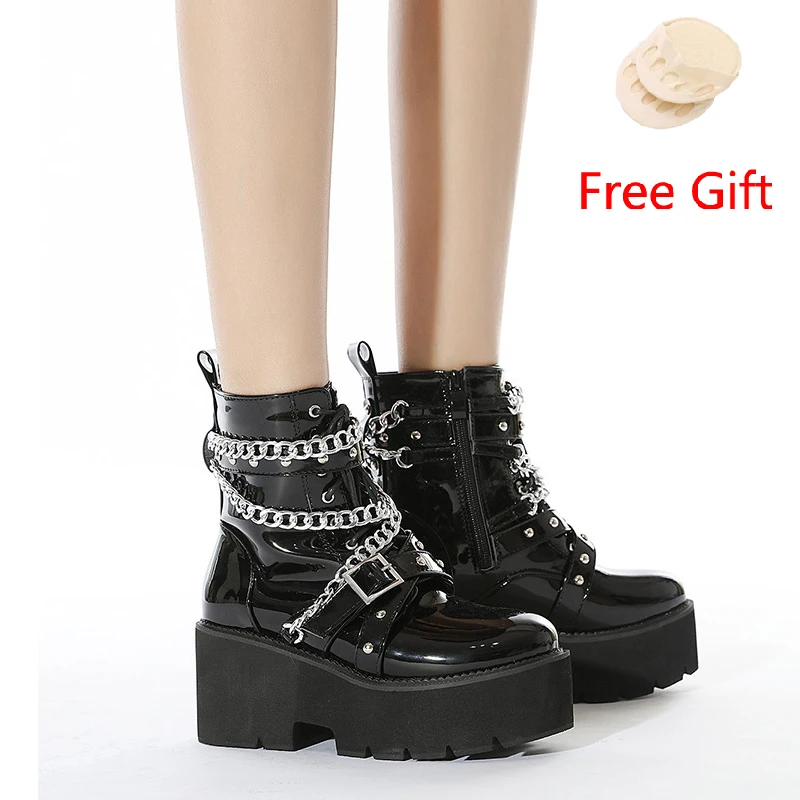 2022 Autumn and Winter Thick Bottom Wedge Heel Ankle Boots Muffin Metal Chain Front Lace Martin Boots Large Size Women's Boots
2022 Autumn and Winter Thick Bottom Wedge Heel Ankle Boots Muffin Metal Chain Front Lace Martin Boots Large Size Women's Boots