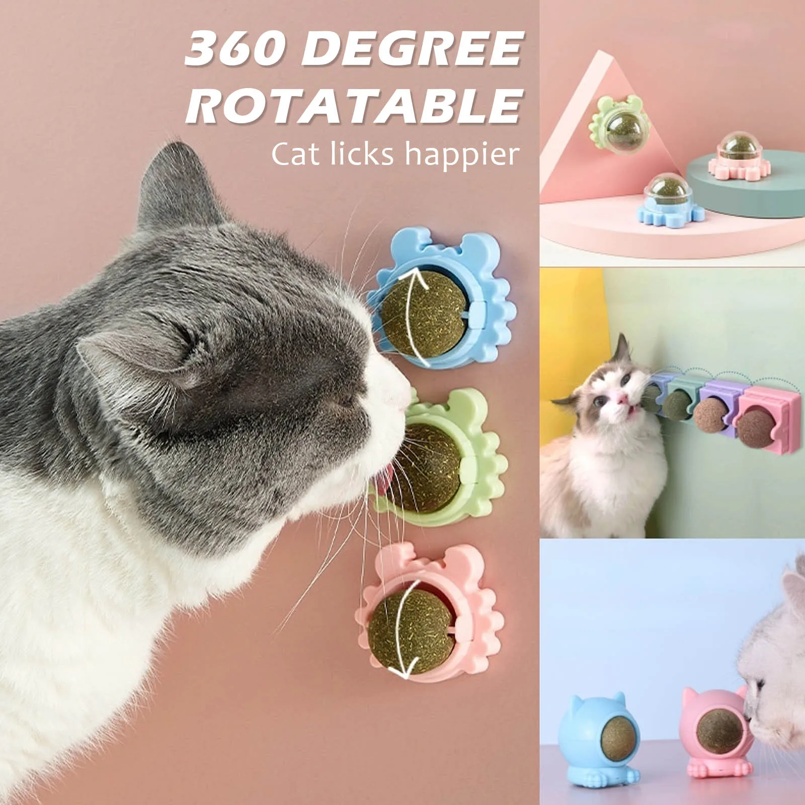 

Natural Catnip Cat Wall Stick-on Ball Toy Candy Licking Treats Healthy Removes Hair Balls to Promote Digestion Cat Grass Snack