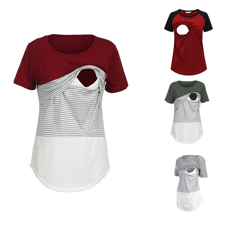 Summer Women Maternity Breastfeeding Tee Nursing Tops Patchwork Striped Short Sleeve T-shirt Pregnant Maternity Clothes
Summer Women Maternity Breastfeeding Tee Nursing Tops Patchwork Striped Short Sleeve T-shirt Pregnant Maternity Clothes